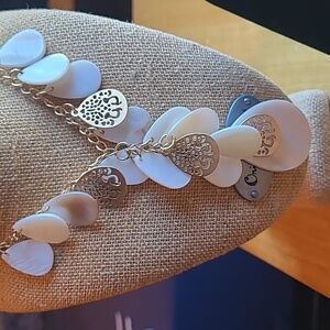 Gold-Tone & White Teardrop Charm Necklace - Women Jewelry